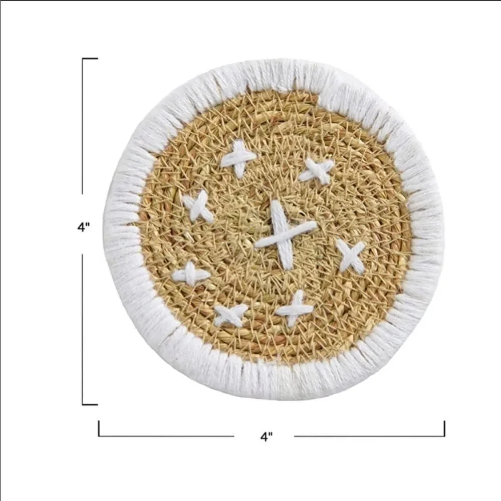 Bloomingville Boho Style 4 coasters woven Seagrass